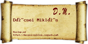 Décsei Miklós névjegykártya